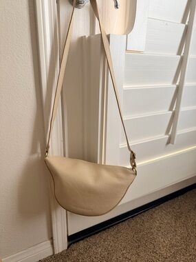 Portland Leather Cream Crescent Crossbody Bag